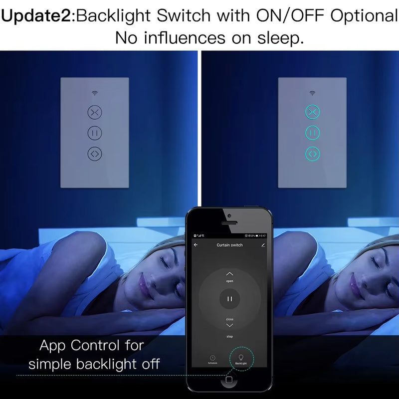 Wifi RF433 Smart Touch Curtain Roller Blinds Motor Switch Tuya Smart Life App Remote Control Work with Alexa Google Home US - Puck's
