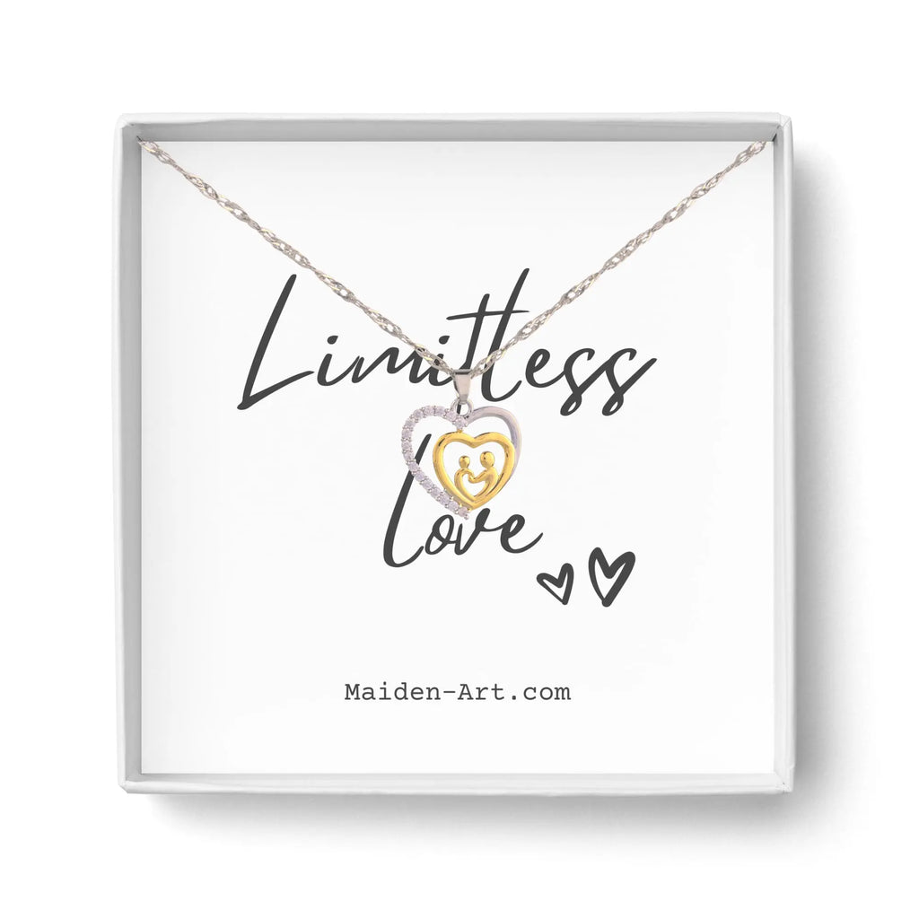 Mother and Child Necklace Pave Heart Pendant Necklace - Puck's