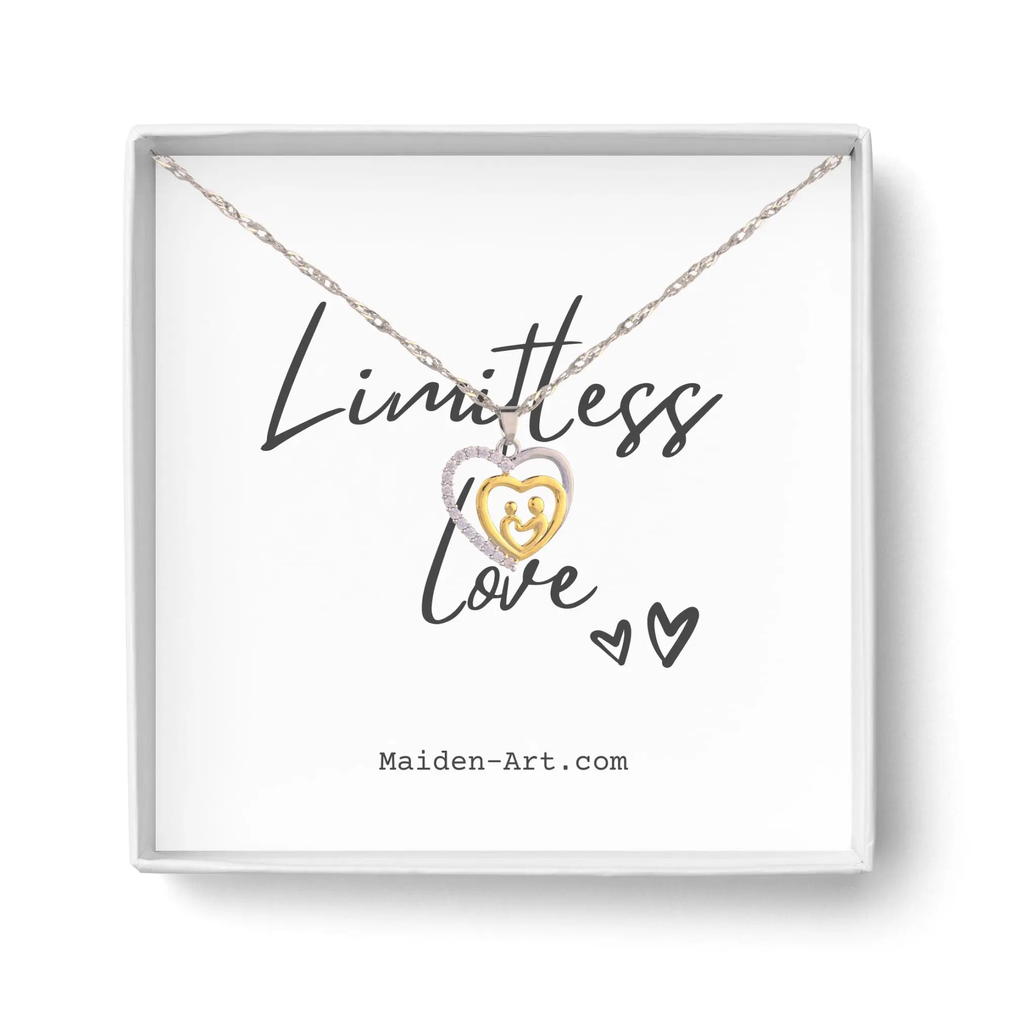 Mother and Child Necklace Pave Heart Pendant Necklace - Puck's