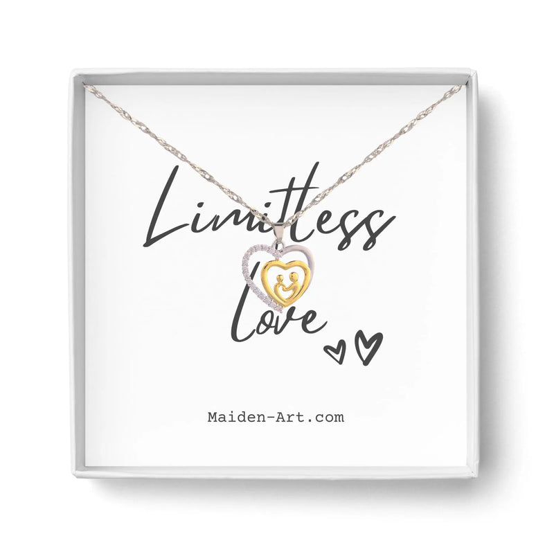 Mother and Child Necklace Pave Heart Pendant Necklace - Puck's