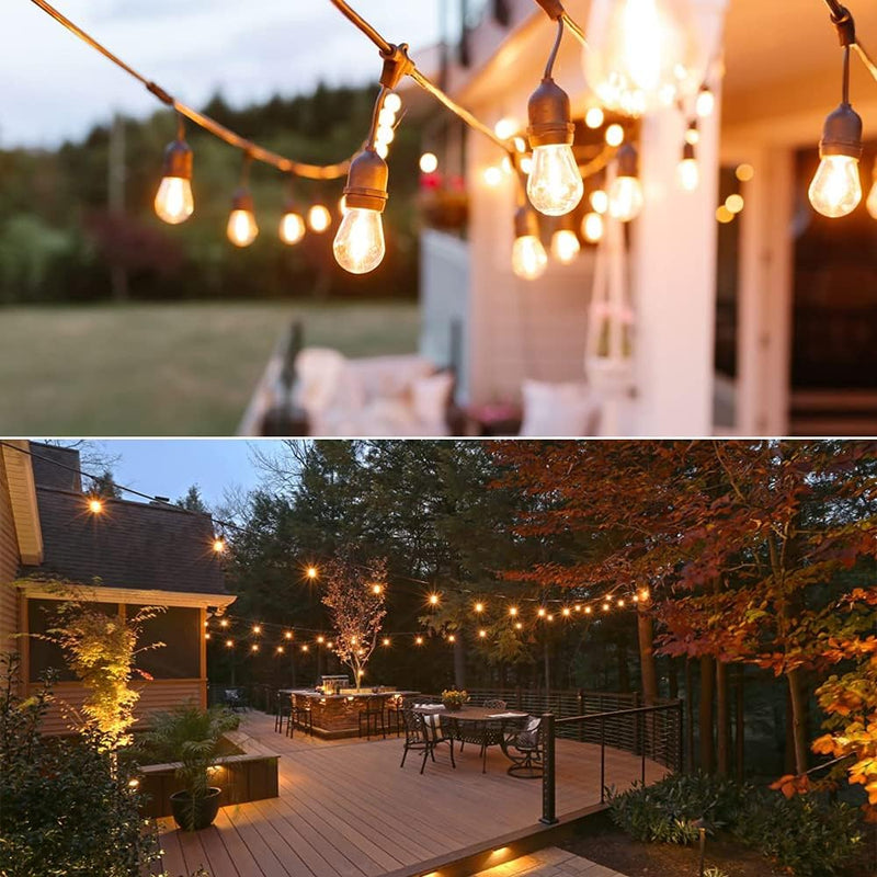 48Ft LED Outdoor String Lights with 0.9W Shatterproof Bulbs for Patio, Backyard, Porch, Commercial Light String - Puck's
