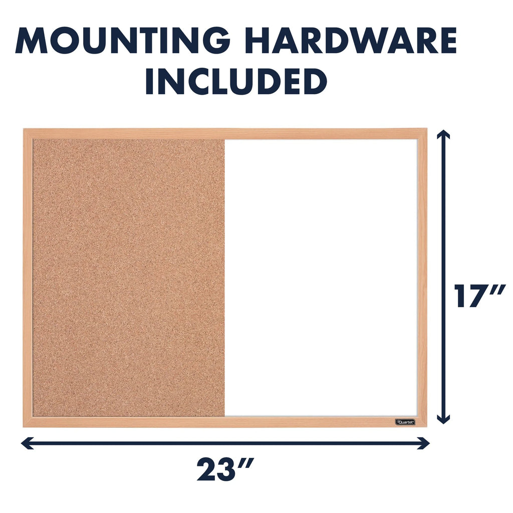 Combination Board, 17" X 23", Dry-Erase & Cork Surface, Oak Finish Frame