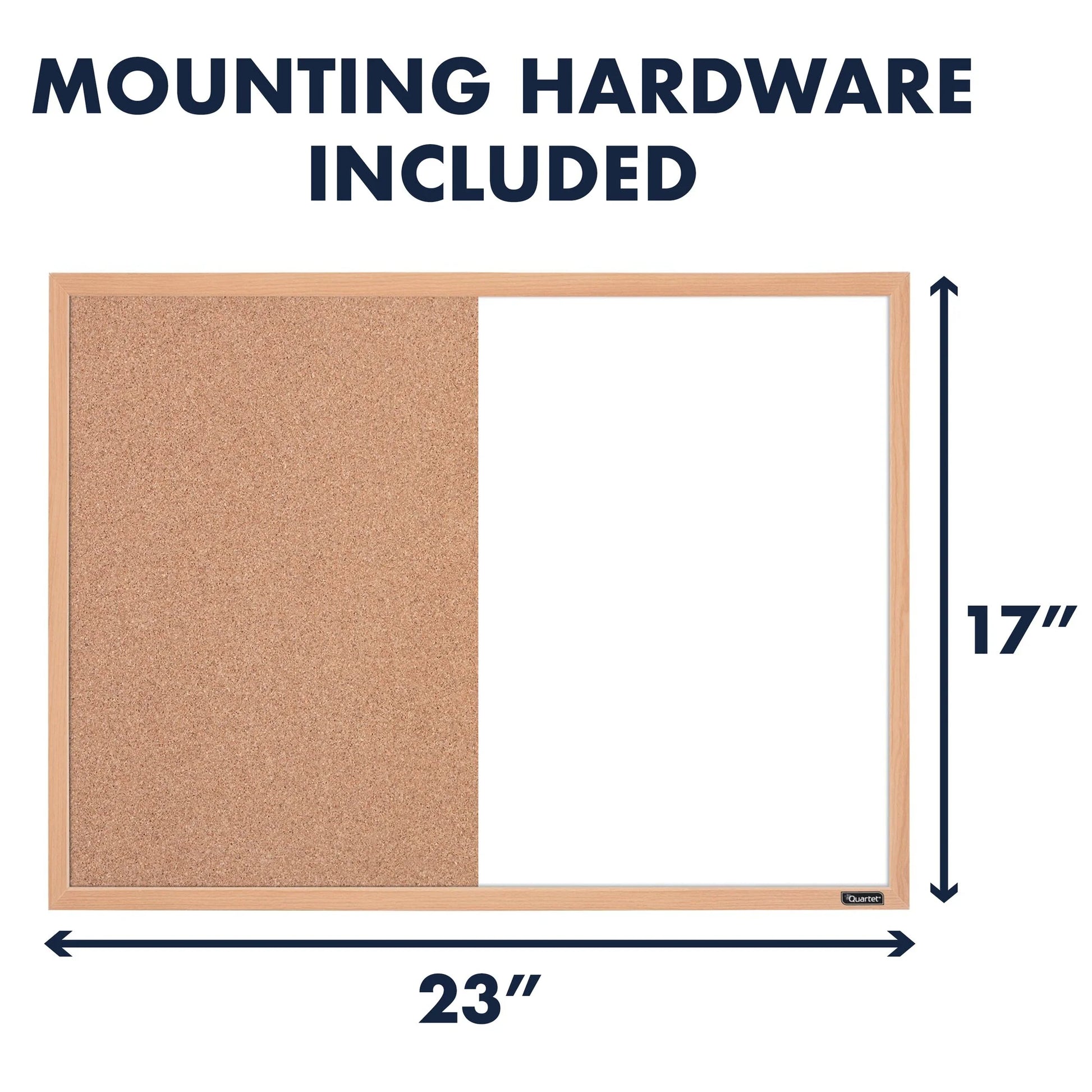 Combination Board, 17" X 23", Dry-Erase & Cork Surface, Oak Finish Frame