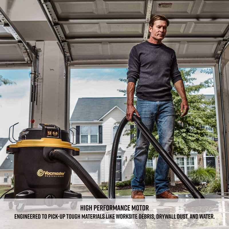 Professional Wet/Dry Vac, 12 Gallon, Beast Series, 5.5 HP 2-1/2" Hose (VJH1211PF0201) , Black - Puck's