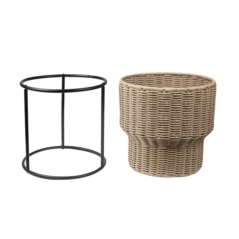 12 Inch Celeste Resin Planter with Metal Stand, Indoor or Outdoor Use - Puck's