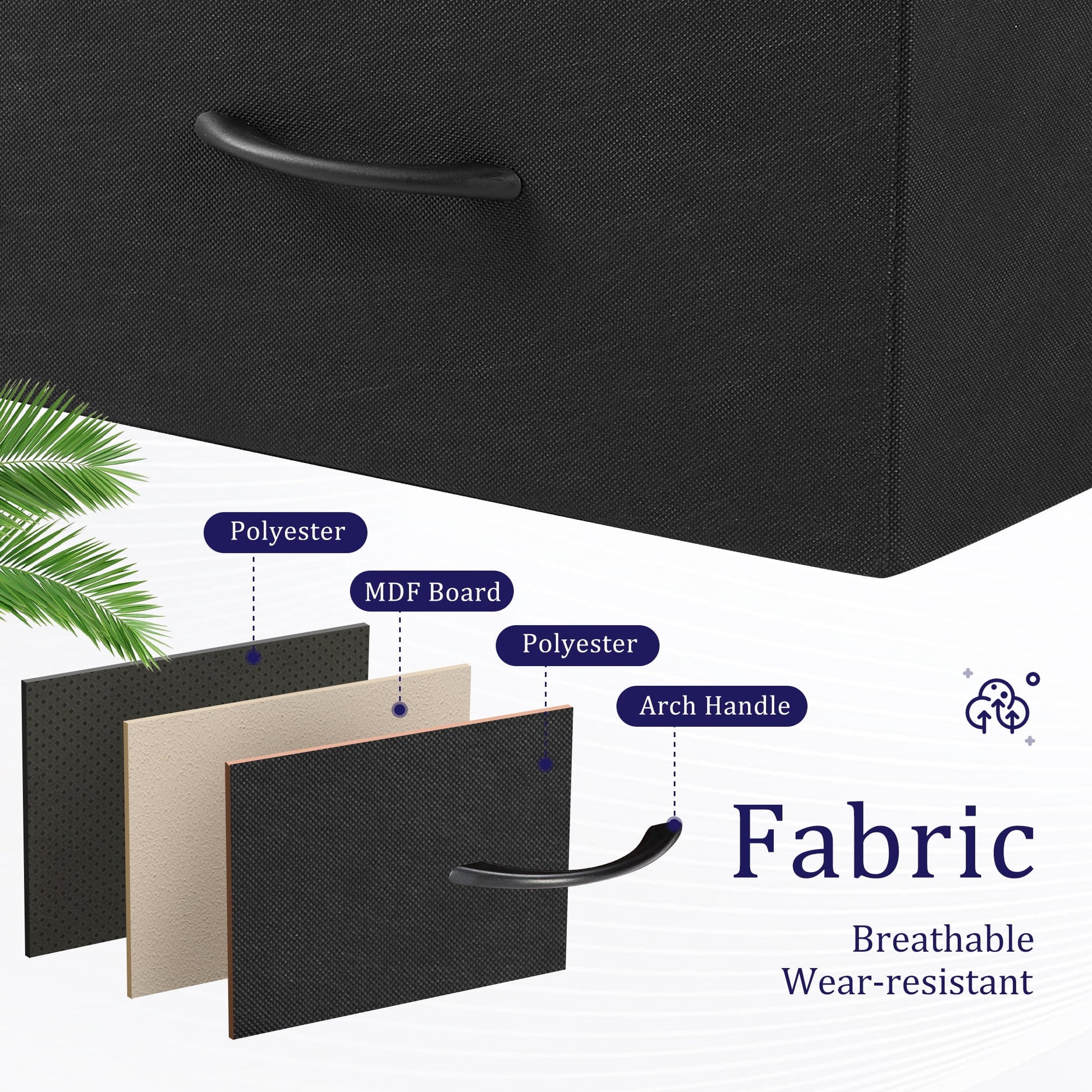 6 Drawer Dresser, Wide Chest of Drawers Nightstand Storage Tower Storage Dresser Fabric Dresser with Wood Top for Living Room, Bedroom, Hallway, Black - Puck's