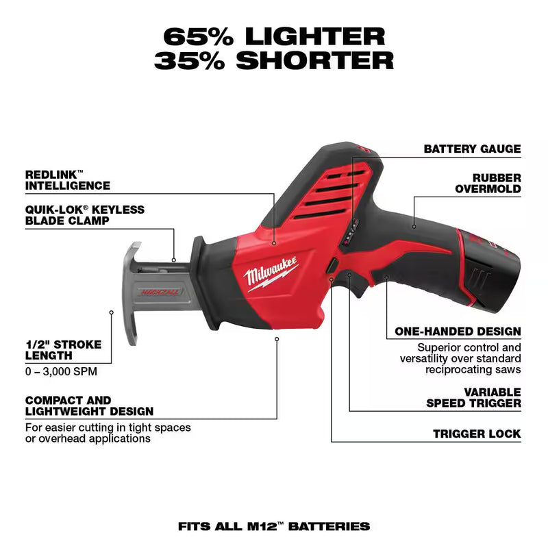 M12 12V Lithium-Ion Cordless Drill Driver/Impact Driver Combo Kit (2-Tool) with M12 HACKZALL Reciprocating Saw - Puck's