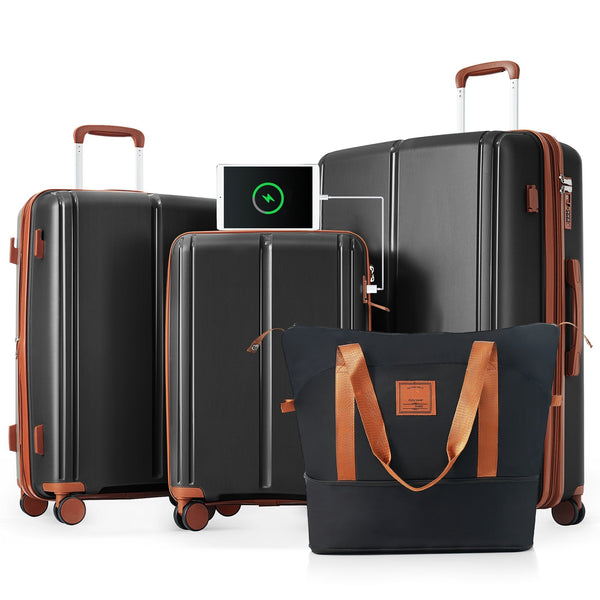 Luggage Sets 4 Piece, Expandable PP Lightweight Suitcase with Travel - Puck's