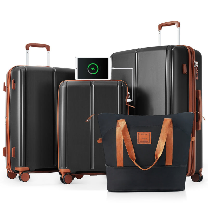 Luggage Sets 4 Piece, Expandable PP Lightweight Suitcase with Travel - Puck's