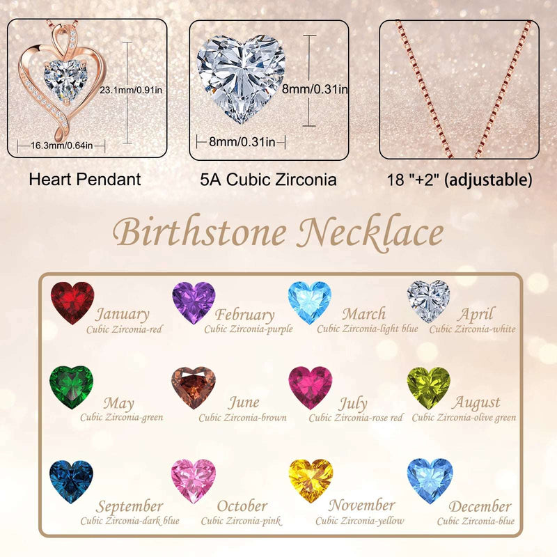 Heart Necklaces for Women 925 Sterling Silver Pendant Necklace Rose Gold White Gold/14K Gold Plated Love Necklace for Her Girlfriend Wife Valentines Day Birthday Women Jewelry Gifts 18"+2" - Puck's