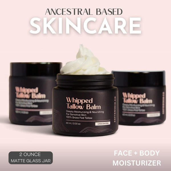 Beef Tallow for Skin (Unscented 2 Oz) - Whipped Tallow Balm for Face and Body - Natural Moisturizer for Sensitive Dry Skin - Handmade Body Butter - 100% Grass-Fed - Gentle Skincare Cream - Belly Butter Lotion - Puck's