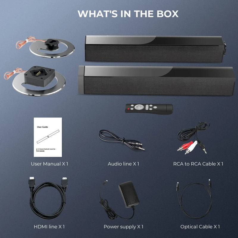 Sound Bars for TV, Bluetooth Soundbar for TV, 50W TV Sound Bar with 4 Drivers and Remote Control, Home Audio TV Speakers Sound Bar with Arc/Optical/Aux Connect - Puck's