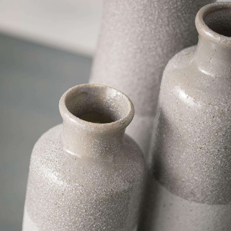 Two-Toned Grey Ceramic Vase Set, Farmhouse Decor, Home Decorative Vases for Your Kitchen, Bedroom, Office, Living Room, Bathroom, & Shelf Centerpiece Table Decorations (CM2859) - Puck's