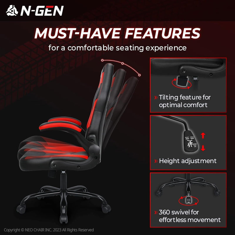 N-GEN Video Gaming Computer Chair Ergonomic Office Chair Desk Chair - Puck's
