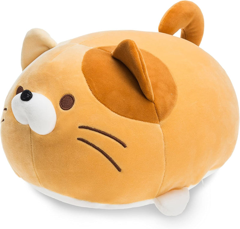 Super Soft Cat Plush Toy, Fluffy Chubby Kitty Stuffed Animal, Adorable Plush Cat Pillow for Kids or Home Decor (Orange, 19'') - Puck's