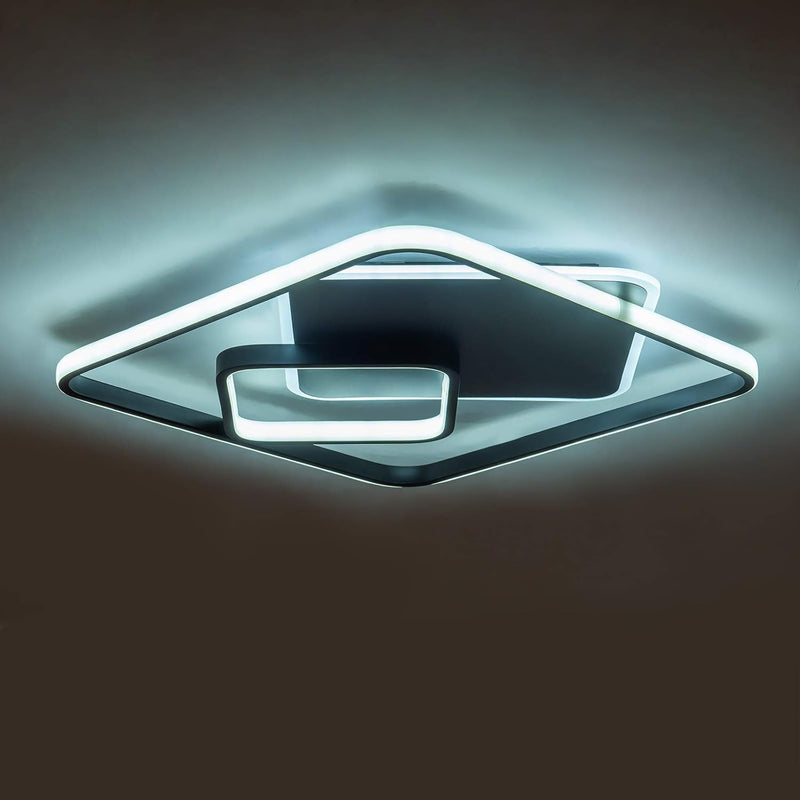 Modern LED Ceiling Light, Black Flush Mount Remote Control Close to Ceiling Lighting Fixture 70W Dimmable Color Changeable Ceiling Lighting for Living Room, Bedroom, Dining Room - Puck's