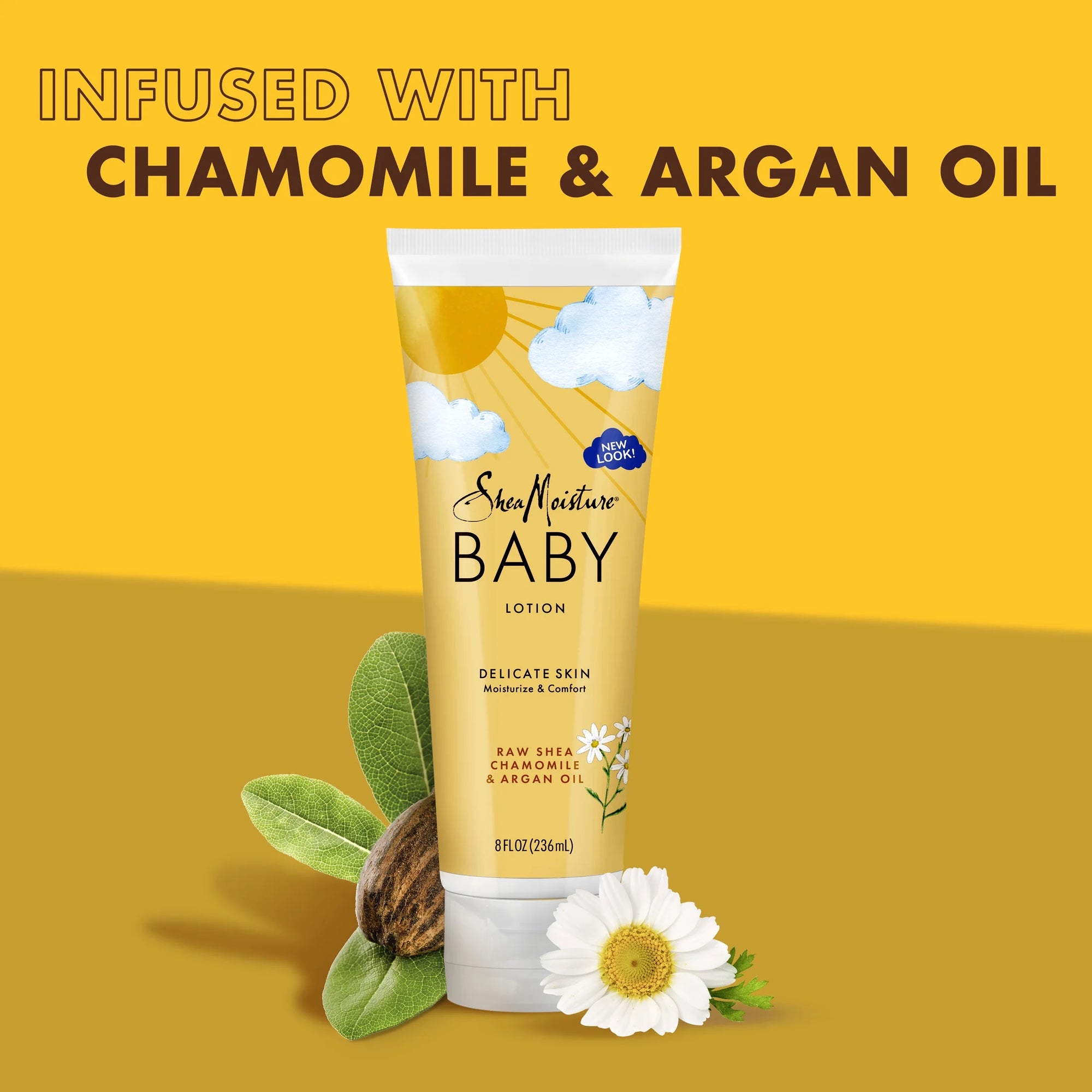 Moisturizing Baby Lotion for Dry Skin Raw Shea Chamomile & Argan Oil, 8 Oz - Puck's