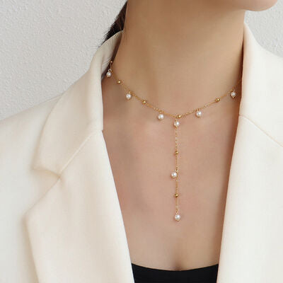 18K Gold-Plated Pearl Drop Necklace - Puck's
