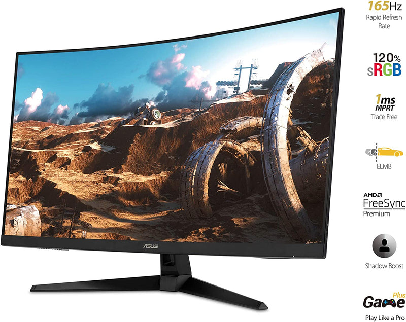 TUF Gaming VG328H1B 32” Curved Monitor, 1080P Full HD, 165Hz (Supports 144Hz), Extreme Low Motion Blur, Adaptive-Sync, Freesync Premium, 1Ms, Eye Care, HDMI D-Sub - Puck's