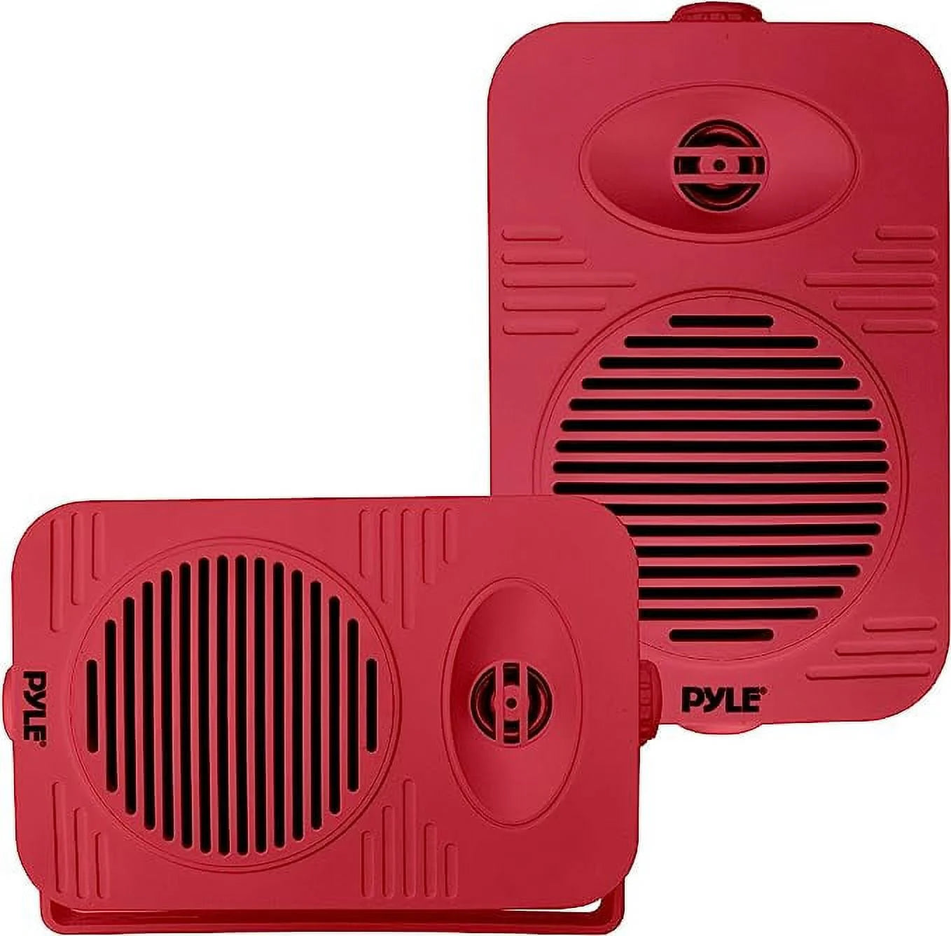 Indoor Outdoor Speakers - 500 Watt Dual Waterproof 5.25" 2-Way Full Range Speaker System, Red - Puck's