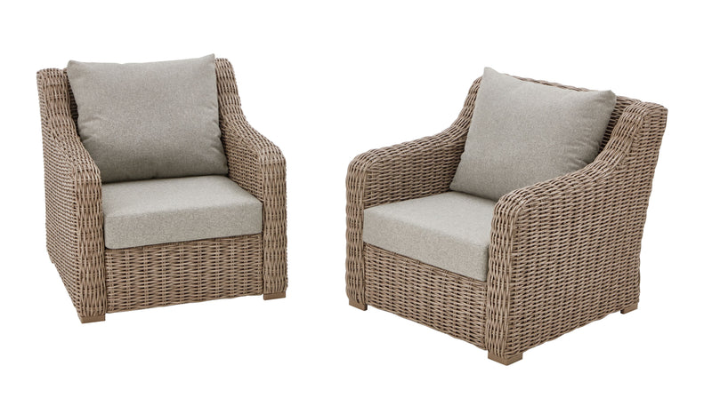 Bellamy 2-Pack Outdoor Wicker Club Lounge Chairs Grijze Kussens met Patiohoes - Puck's