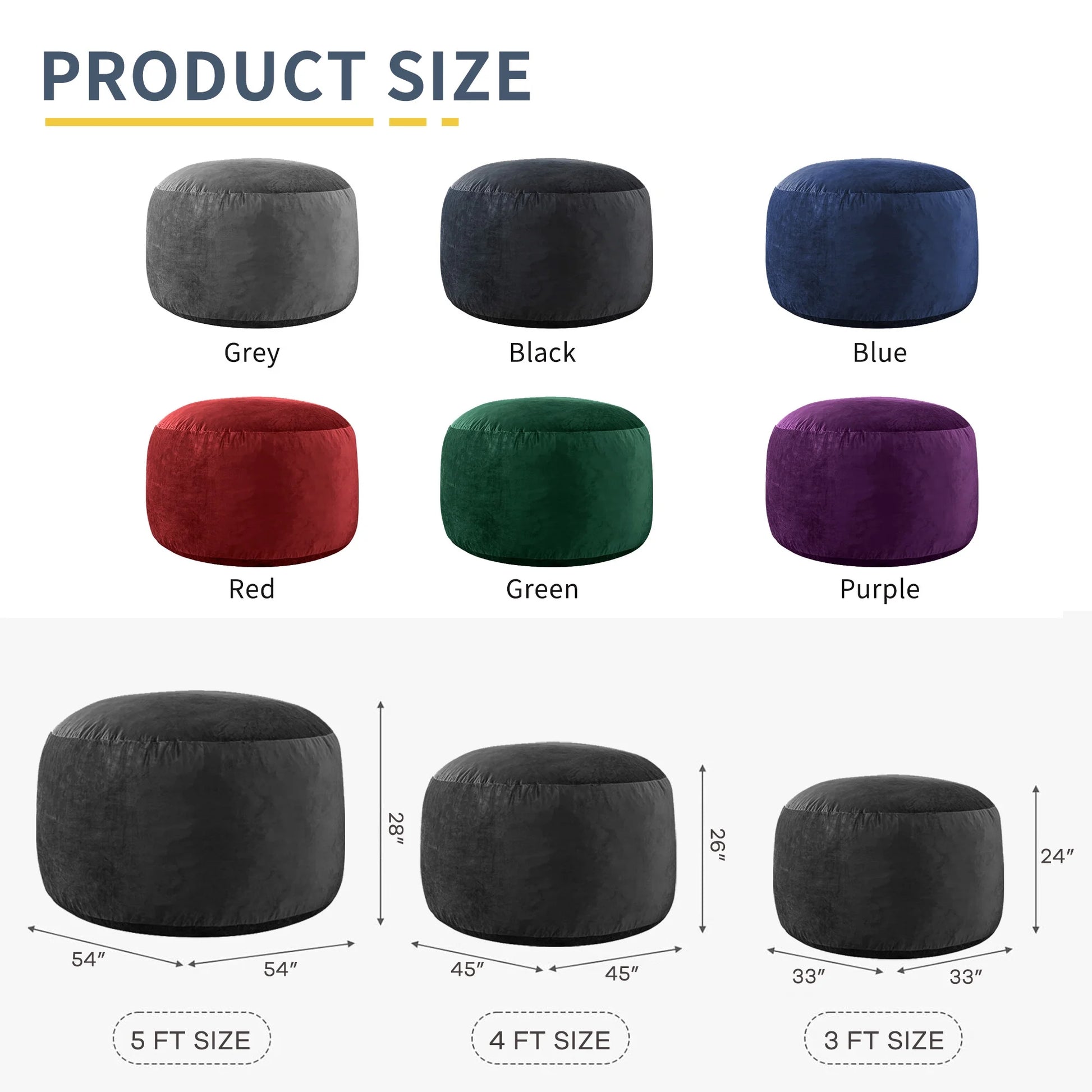 Bean Bag Chair Stuffed Memory Foam for Adults，X-Large Size Beanbag Sofa，5 Ft