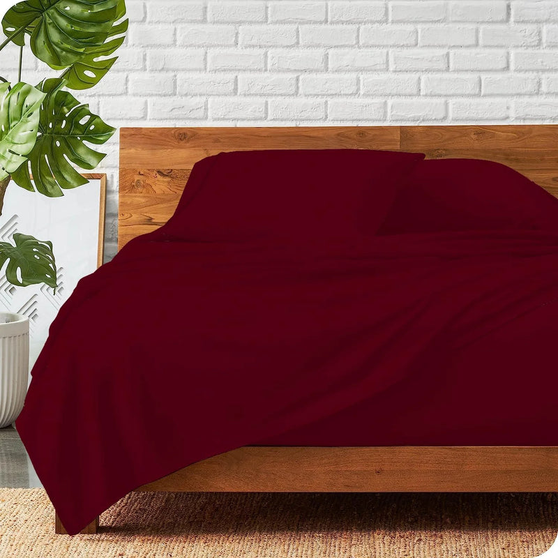 800 Thread Count 100% Egyptian Extra Long Staple Cotton Sheet Set, 4 Pc Set, Sateen Weave, Hotel Collection Soft Luxury Bedding, Fits Upto 15" Inch Deep Pocket (Burgundy Solid, Full Size) - Puck's