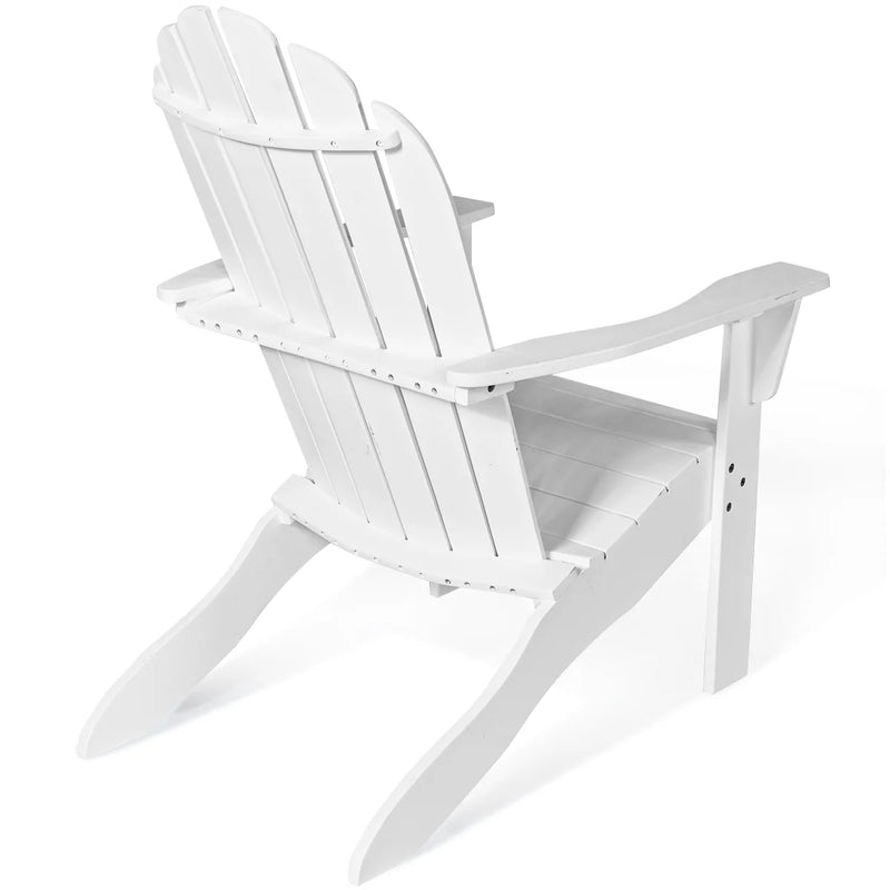 Outdoor Adirondack Chair Accent Chair Solid Wood Durable Patio Garden Furniture White - Puck's