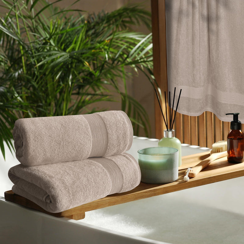 4 Pack Bath Towel Set 27X54, 100% Ring Spun Cotton, Ultra Soft Highly Absorbent Machine Washable Hotel Spa Quality Bath Towels for Bathroom, 4 Bath Towels Tan