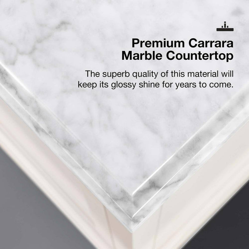 Sonoma 60 In. Dubbele wastafel off white badmeubel met Carrara marmeren blad (gemonteerd) - Puck's