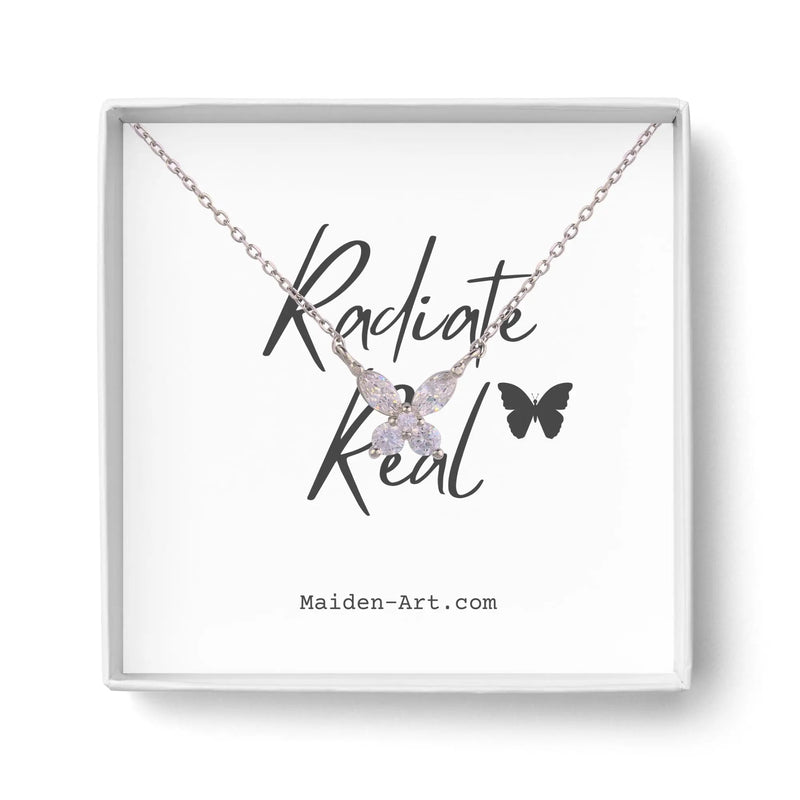925 Sterling Silver Butterfly Pendant Necklace - Puck's