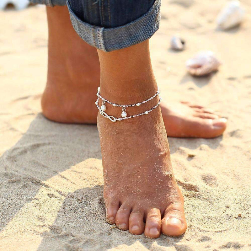 Infinity Pendent Pearl Anklet - Puck's