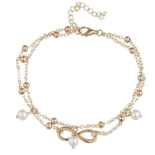 Infinity Pendent Pearl Anklet - Puck's