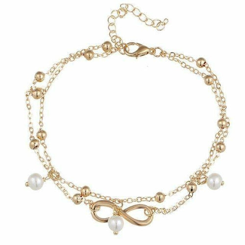 Infinity Pendent Pearl Anklet - Puck's