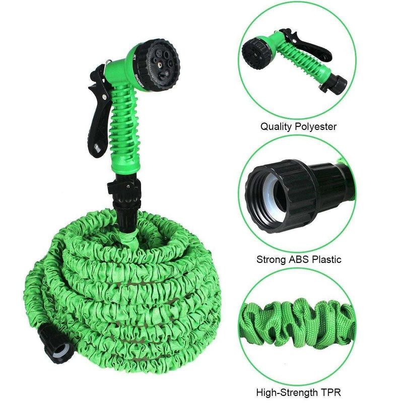 Expanding Expandable Flexible Garden Water Hose W Spray Nozzle 25, 50, 75, 100FT - Puck's