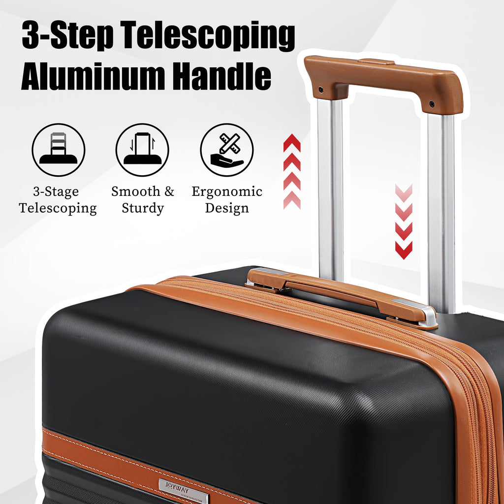 - 5 Luggage Sets ABS Hardside Spinner Luggage -(Expandable Suitcase20"24")28-In Checked Luggage-Black - Puck's