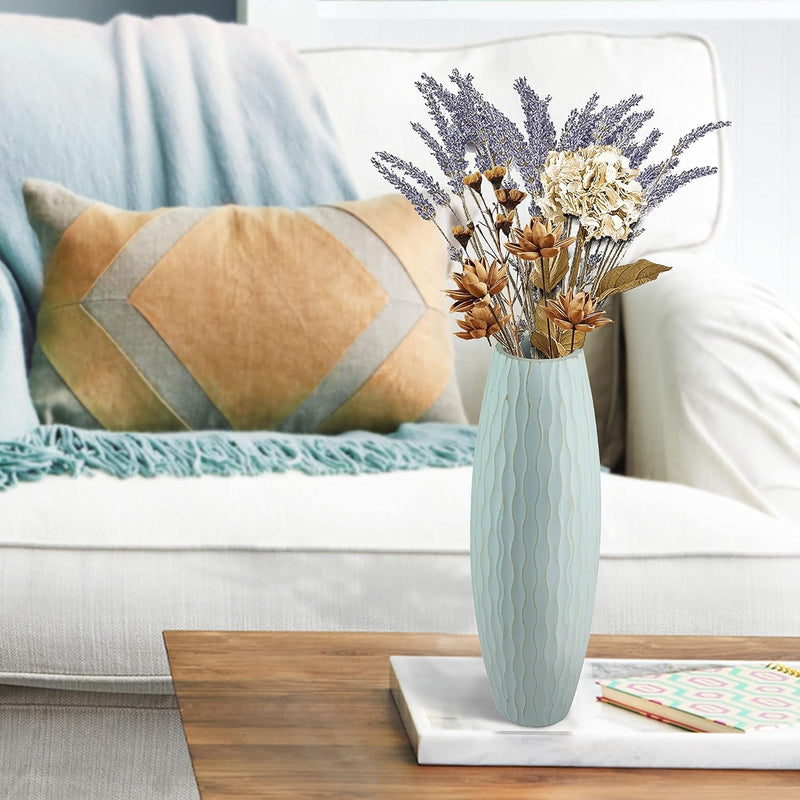 SB-5076C Beach Nostalgia Large Weathered Pale Ocean Wood Vase, Light Blue, 15.7" - Puck's