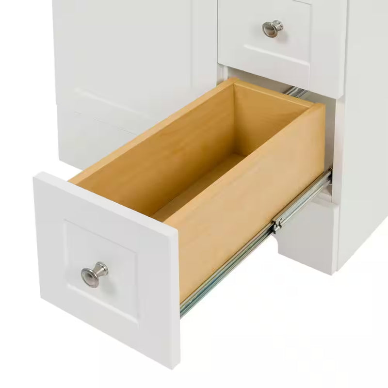 Lancaster 25 In. W  Single Sink White Bath Vanity with White Cultured Marble Top (Assembled) - Puck's