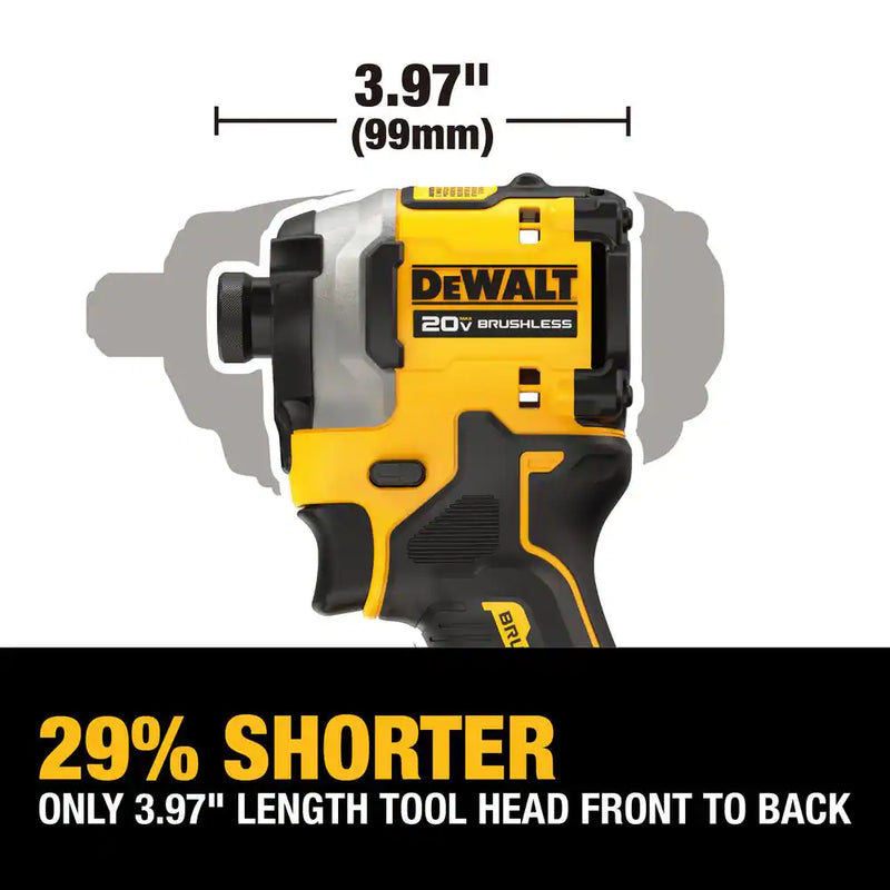 ATOMIC 20V MAX Lithium-Ion Cordless 1/4 In. Brushless Impact Driver Kit, 5 Ah Battery, Charger, and Bag - Puck's