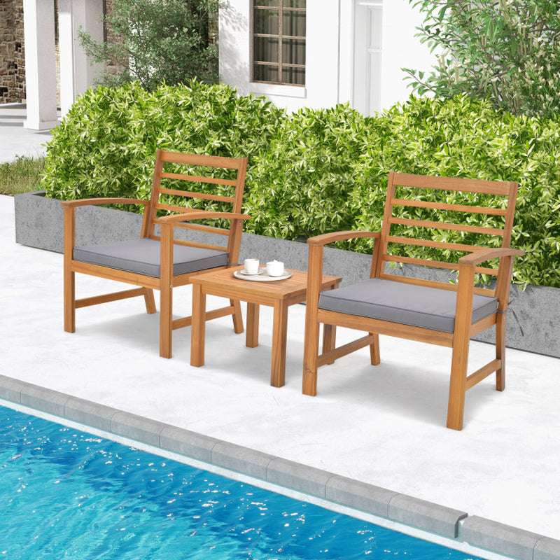 3 Pieces Outdoor Furniture Set with Soft Seat Cushions - Puck's