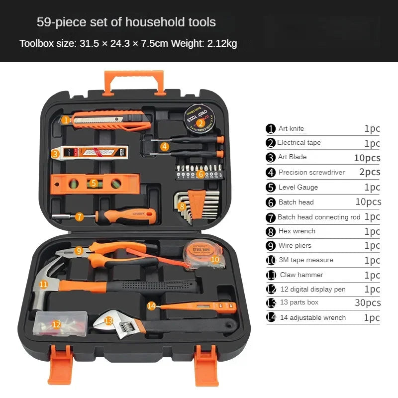 Household Hardware Tool Box Set Home Manual Combination Repair Tools Multifunctional Repair Tool Box - Puck's