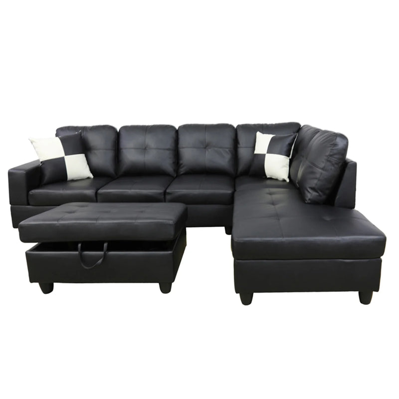 Slaapbank, L-vormige bank voor kleine woonkamer, zwart (zonder Ottoman) - Puck's