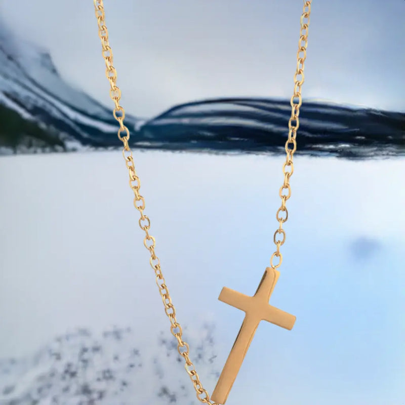 14K Gold Necklace | Gold Plated Cross Pendant Necklace - Puck's