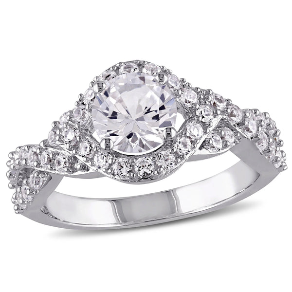 Women'S Created Sapphire Sterling Silver Engagement Ring - Puck's