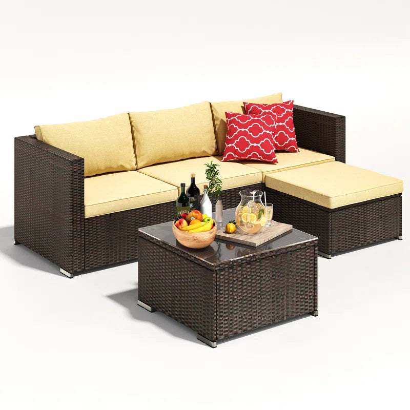 Dossena Wicker 3 - Person Modular Patio Conversation Sets with Cushions