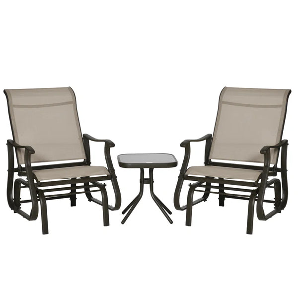 2-Person Gliding Rocking Chairs & Bistro Tea Table Garden Swing Seat Patio - Puck's
