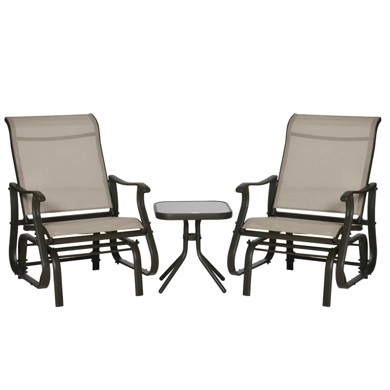 2-Person Gliding Rocking Chairs & Bistro Tea Table Garden Swing Seat Patio - Puck's