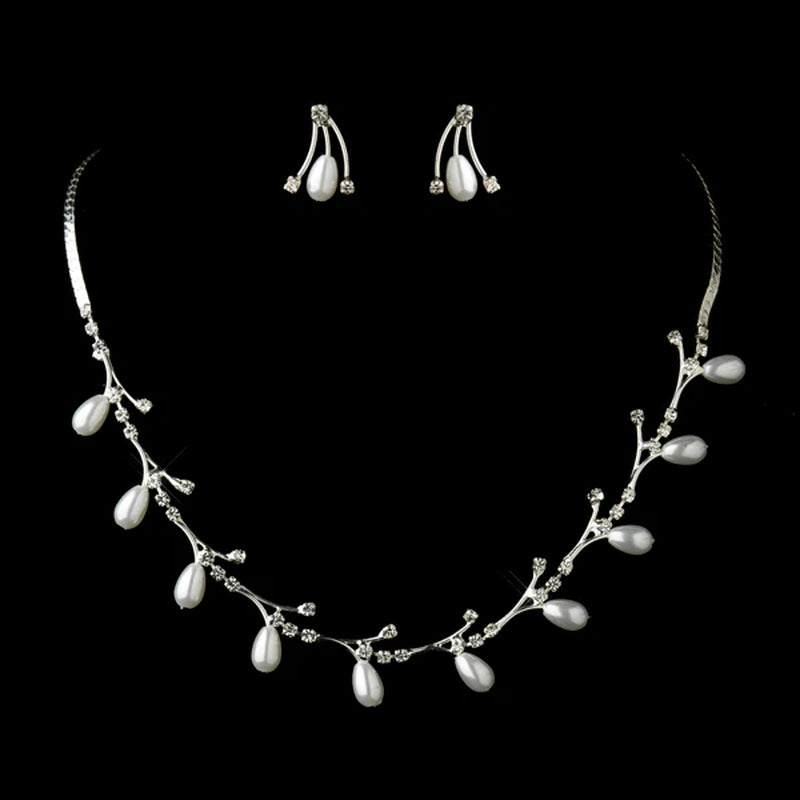 Bridal Wedding Jewelry Set Crystal Rhinestone Pearl - Puck's