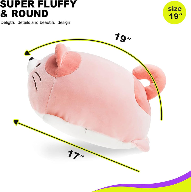Super Soft Cat Plush Toy, Fluffy Chubby Kitty Stuffed Animal, Adorable Plush Cat Pillow for Kids or Home Decor (Pink, 19'') - Puck's