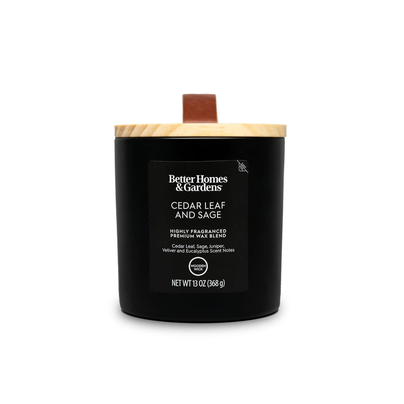 13Oz Cedar Leaf and Sage Scented Wooden Wick Jar Candle - Puck's